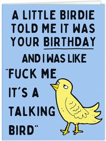 YianHien Funny Birthday Cards for Men, Humorous Rude Little Talking Birdie Design, Hilarious Funny Birthday Card for Husband Dad Brother Best Mate Grandpa Uncle Friends, Funny Birthday Gifts for Men