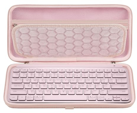 Geekria Hårt fodral med tangentbord, kompatibelt med Logitech MX Keys Mini, reseväska (rosa)