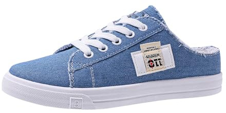 Mules et Sabots Femme Toile Dos Nu Baskets et Chaussures de Sport Mode Sabot Femme Confortable Ete Pantoufles Antidérapant Chaussures Confort Chic Chaussons Plates Chaussure de Plage Basket Legere