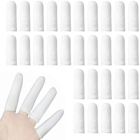 100 unidades de dediles elásticos de algodón como protector dedos mano y vendaje para lesiones, protección de dedos de algodón, protección transpirable para pulgares, ideal para eccema de manos