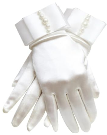 Cabilock Guantes de Boda Cortos de Tela para Mujeres, Guantes de Novia Trabajo Delicado para Fiesta de Graduación y Fiesta de Disfraces
