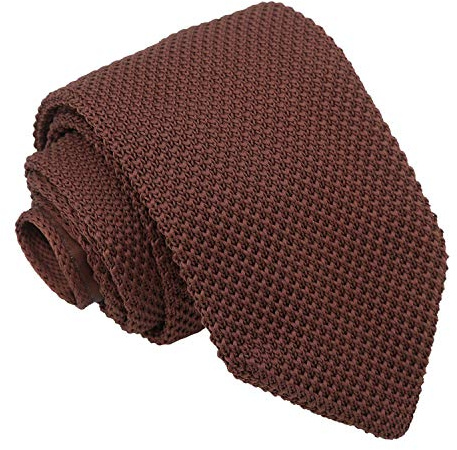 DQT Cravate fine en tricot uni pour homme 7 cm – Mariage d'affaires et décontracté, marron chocolat, L