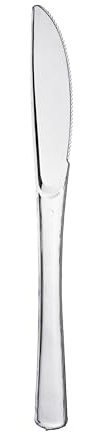 Party Essentials Disposable Plastic Cutlery/Heavy-Duty Flatware/Silverware for All Events, 100-Count, Shiny Silver Knives