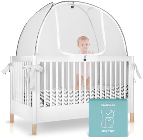 Pro Baby Safety Pop Up Crib Tent, Fine Mesh Crib Netting Cover to Keep Baby from Climbing Out, Falls and Mosquito Bites, Safety Net, Canopy Netting Cover - Sturdy & Stylish Infant Crib Topper