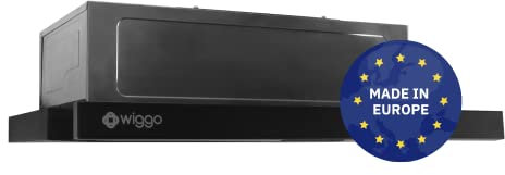 Wiggo Dunstabzugshaube 60cm WE-632R schwarz I Flachschirmhaube für Abluft oder Umluft Dunstabzug 300m³/h mit LED-Beleuchtung I Einbau-Dunstabzugshaube inkl. Fettfilter & 2× Kohlefilter