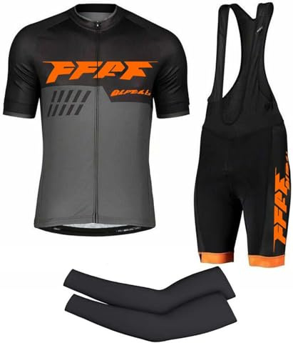 BEDSETS Vêtements Cyclisme Pro Homme Tenue Cycliste Manche Courte, Été Jerseys VTT et Cuissard à Bretelle avec 9D Coussin Gel, Cycling Route Respirant Séchage Rapide (Gris,L)