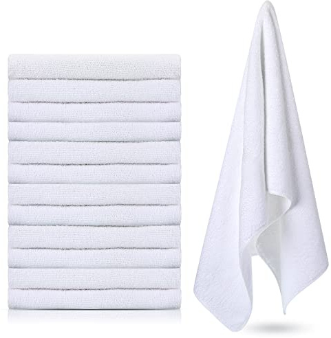 Handepo 12 Pcs Microfiber Workout Gym Towels, 360 GSM 12x30 Inch Fast Drying Yoga Towels for Sweat, Soft Gym Towel for Men Women Travel Sports(White)