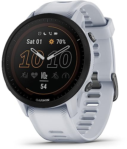 Garmin Forerunner® 955, GPS Running Smartwatch, Tailored to Triathletes, Long-Lasting Battery, Whitestone (Renewed)