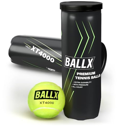 BallX Tennisball XT4000 mit Innendruck | 3 x Tennis Bälle | Allround Tennis Ball für alle Beläge | Tennisbälle Sandplatz | Tennis Balls | Tennisbälle Training | Mit Filz aus Qualitätswolle