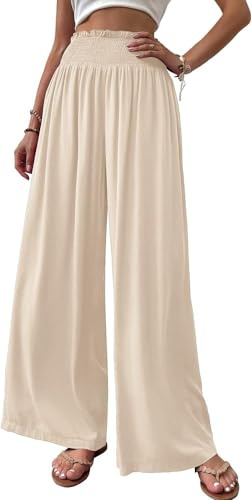 Cicy Bell Pantalon Palazzo pour femme, droit, ample, élastique, avec poches