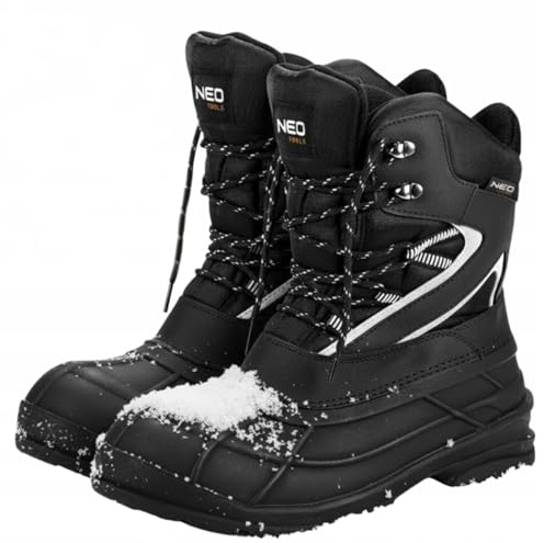 NEO TOOLS Zapatos de seguridad para hombre de invierno, talla: 41-46, zapatos de invierno con reflectores, suela antideslizante, impermeable, aislados, zapatos de trabajo de invierno para hombres,