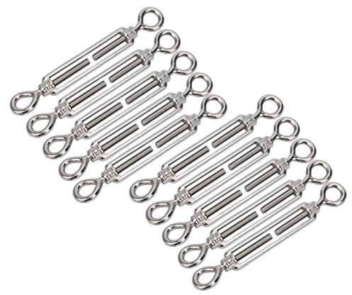 Tensor, 10 Piezas Tensores de Cuerpo Abierto M6 con Ojo de Acero Inoxidable para Tensar Cables o Cuerdas Tensores Hardware de Tensión de Cuerda de Alambre