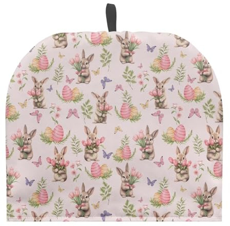 HUISEFOR Floral Bunny Large Tea Cozy for Teapots,Easter Eggs Tea Pot Cover Double Insulated Tea Cozies with Top Loop Portable Foldable Tea Kettle Cover