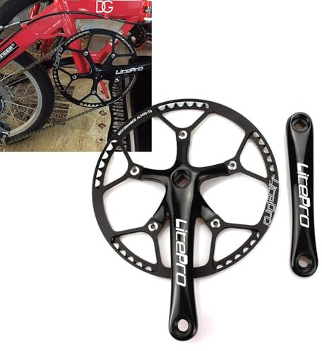 BESNIN Kurbelgarnitur 58T Single Speed Bike Kurbelgarnitur 130mm BCD Einzelkurbelarme für Fahrrad Länge der Kurbel 170 mm Vierkant Kurbelgarnitur Schwarz