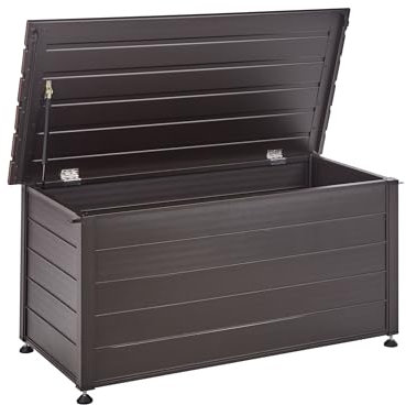 Beliani Gartentruhe 330L Aluminium Dunkelbraun wasserfest Kissenbox Auflagenbox Campalto