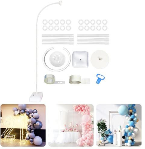 8ft Adjustable Balloon Arch Stand Bendable Balloon Arch Kit with Stand for Birthday, Wedding(White)