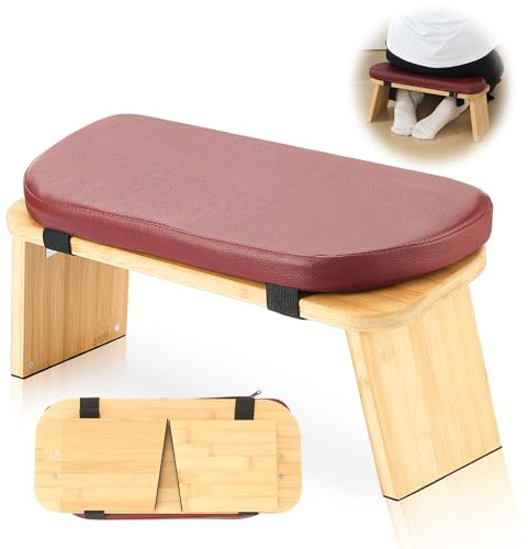 Beeveer Panca pieghevole da meditazione con cuscino sgabello in bambù comoda seduta da preghiera Seiza sedia da meditazione per yoga, viaggi, preghiera, sgabello zen