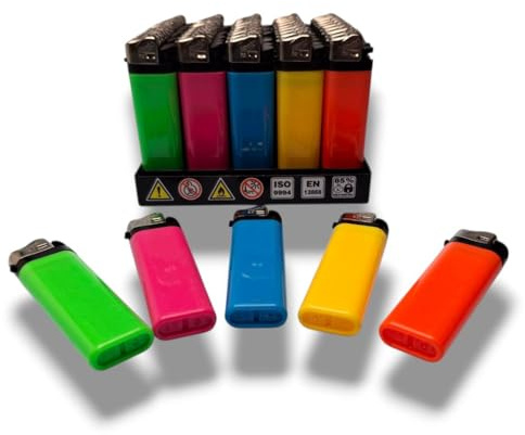 50 Mecheros Personalizados con Logo – Encendedores Publicitarios para Empresas, Eventos, Merchandising, Regalo Corporativo – Grabado Incluido, Colores Surtidos