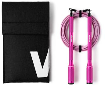 Velites - Comba Cyclone Oficial de CrossFit® Games - Color Pink - Bolsa de Transporte Incluida - Cuerda para Saltos Dobles, Triples y Crossovers - Mangos Extraíbles