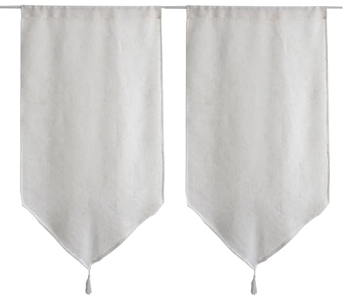 ED ENJOY HOME Paire de vitrages Blanc 60x160cm, Passe Tringle, Lin et Polyester, Protège des Regards extérieurs, pour Chambre et Salon