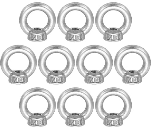 QUARKZMAN Dado Ad Anello Per Sollevamento M3 304 Acciaio Inossidabile Fissaggio A Forma Di Anello Femmina Filettato Per Attività Portuali Marittime Argento Confezione Da 10