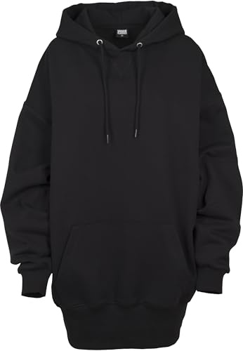 Urban Classics Ladies Long Oversize Hoody, dam huvtröja, finns i många olika färger, storlekar XS till 5XL, svart, XL