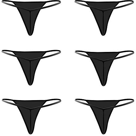 Closecret Cotton G-string, Women Panties Simple Thongs Lightweight Multi-Pack G-string&T-back (Small - Medium, Black)
