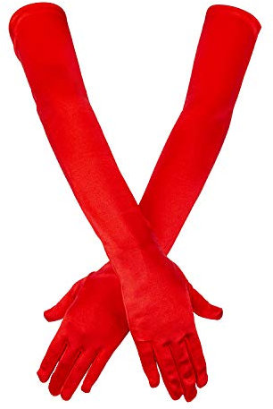 SAVITA Handschuhe Lang Rote Satinhandschuhe Abendhandschuhe Opernhandschuhe Rote 21 Ellenbogenhandschuhe für Mädchen Damen