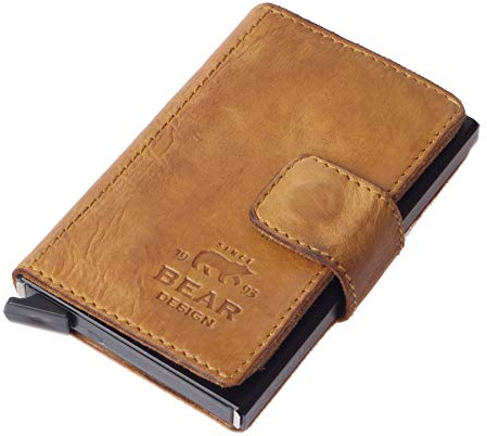 Bear Design Antic Unisex Geldbörse Ockerbraun 11x7x1cm Kreditkartenetui Portemonnaie