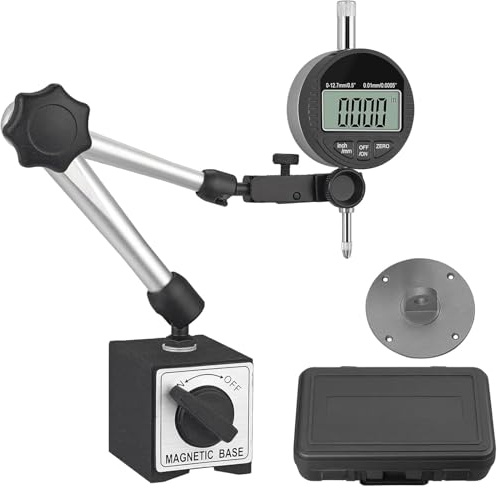 Neoteck Electronic Digital Dial Indicator Gauge and Magnetic Base Set, 0-0.5 inch / 12.7mm, 0.01mm / 0.0005 Inch/Metric Conversion Measuring Tool for 3D Printer Bed Leveling Table Saw