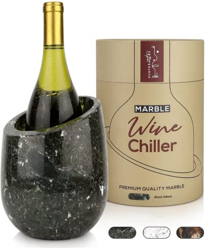 Gusto Nostro Marble Wine Chiller Bucket - 750ml Wine Bottle Cooler and Champagne Chiller for Party, Kitchen, Bar Cart Decor to Chill & Keep Bottles Cold with Unique Wine Lovers Gift Box (Black Zebra)