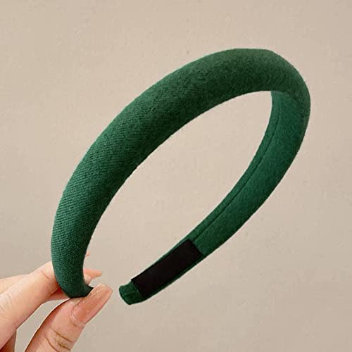 Cerchietto per capelli, in raso retrò, semplice fascia a tesa larga, tinta unita, per donne e ragazze, per appuntamenti, vacanze, viaggi, yoga, riunione, verde erba