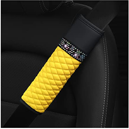 CGEAMDY 2 Pezzi Imbottitura per Cintura di Sicurezza, Imbottitura Avanzata Cintura Sicurezza, Spallina Cinturas Sicurezz per Cintura Auto, Cinture Sicurezza per Auto Adulto Bambino(Giallo)