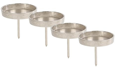 Aluminium Candle Pick for Pillar Candles Set of 4 – 8 cm in Silver – Metal Candle Holder for Ball Candles – Candle Plug for Advent and Christmas Arrangements