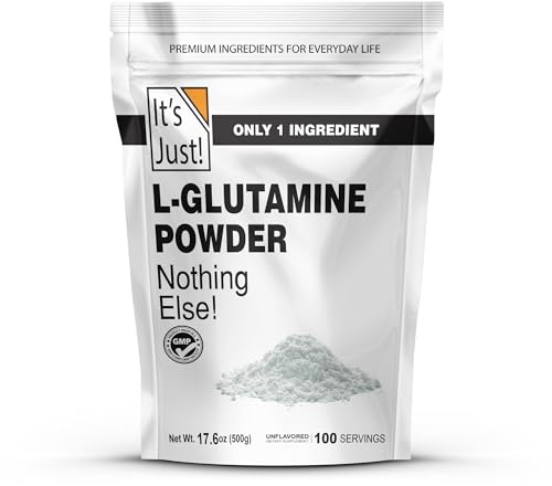 It's Just! - L-Glutamine Powder, Unflavored, Amino Acid, Faster Muscle Recovery, Leaky Gut, Digestive Support (500 Grams / 100 Servings)