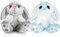 My OLi Kuscheltiere 2 Stück Plüsch Hasen 18cm Floppy Ohren Sitzen Stofftier Hase für Kinder Babys Jungen Mädchen, Grau & Blau