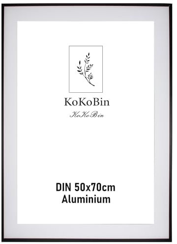 KoKoBin A4 21 x 30 cm cornice in alluminio Cornice per poster in metallo nero con plexiglas infrangibile Cornice moderna con divisori Per poster fotografici Immagine (Nero 50 * 70)