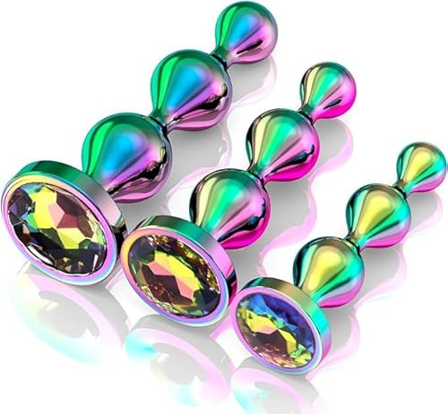 Plug Anal Femme Sex Toýs en Métal,Plug Femme Débutante Sex Toys pour Hommes et Couples, Entraîneur Anal lot de 3 Jouets pour Adultes Gradués en Acier Inoxydable Masseur de Prostate Design de Bijoux