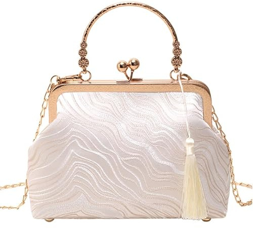 Evening Clutch Women Floral Pearls Handbag Bridal Vintage Elegant Crossbody