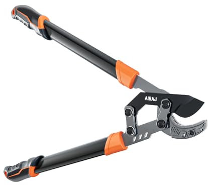 AIRAJ Tijeras de Podar 69cm, Potente Tijeras Podar. Con Cuchillas de Acero Afiladas 55C Para Cortar Arbustos de 5.5 cm Yramas Gruesas, Una Podadora Imprescindible Para la Jardinería.