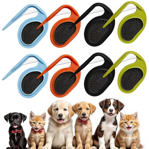 8 Stück Katze Hunde Knotting Comb, 4 Farben Entfilzungsmesser Katze Set, Knotenkamm Haar Entfernungskamm, Multifunktions Haarentfernungskamm, Hundekamm zum Entfernen von Verfilzungen