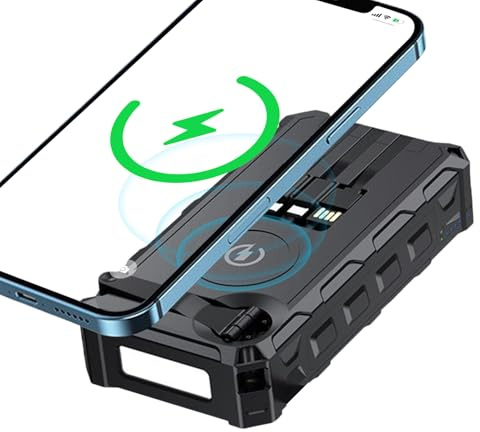 Trådlös solladdare, bärbar solladdare 20 000 mAh strömförbud, handvevade batteribankladdare med LED- inbyggd SOS-larmfunktion och