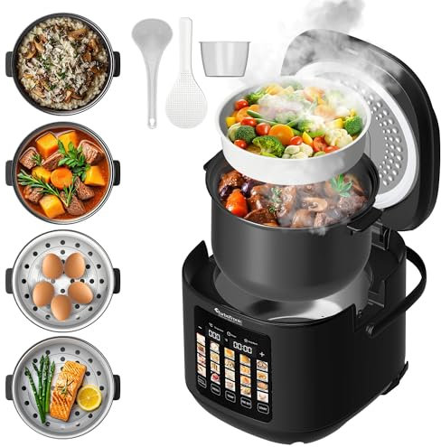 TurboTronic Multikocher 5L Kapazität 20 Programme 860W Elektrischer Schon- und Dampfgarer & Reiskocher Automatische Warmhaltefunktion Multivarka Digitale Kochmaschine