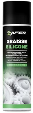 AFER - Spray Graisse Silicone Lubrifiant – Anti-Humidité, Anti-Friction, Anti-Corrosion, Métaux Plastiques, Caoutchoucs - Volet, Serrure, Glissière, Mécanique, Vitres, Véhicule – 400ml