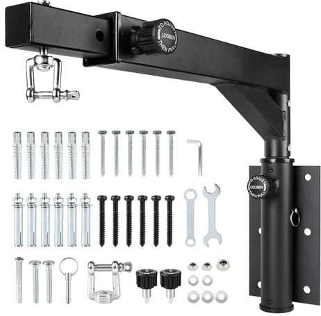 SUPAWAY Supporto murale per sacco da boxe regolabile & girevole (44-66cm di lunghezza, 40-44cm di altezza) con gancio silenzioso a 360° Include 3 tipi di viti per fissaggio a muro home gym (50-200 kg)