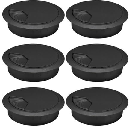 LUDHEP 6 Pièces Passe Câble en Plastique, avec scie cloche, organiseurs de passe-câbles bien rangés, Câble Rond Organiseur de Fil, Solution pour Le Bureau et la Maison Câble de Table, 60mm