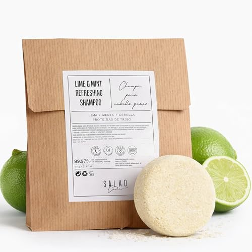 SALAD CODE Champú Sólido Cabello Graso 70 g | +99% Natural | Lima y Menta | Sin Sulfatos Sin Siliconas | Purificante Seborregulador | 30-40 Lavados