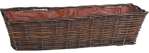 AUBRY GASPARD - Jardinière en Osier Brut Naturel - Métal et Doublure Plastique - Rectangulaire 60 x 17 x 15 cm - Idéale pour Aménagement Jardin - Poids 0,89 kg