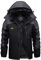 KEFITEVD Skijacke Herren Wasserdicht Atmungsaktiv Snowboardjacke Winter Warm Ski Jacke Herrenjacke Gefüttert Winterparka Snowboard Fleece Jacke mit Kapuze Schwarz-grau XL