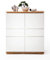Chiaro Highboard matt weiß Lack und Eiche/Asteiche massiv geölt Sideboard 102 x 115 cm